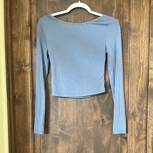 Blue BACKLESS Long Sleeve Women's Top